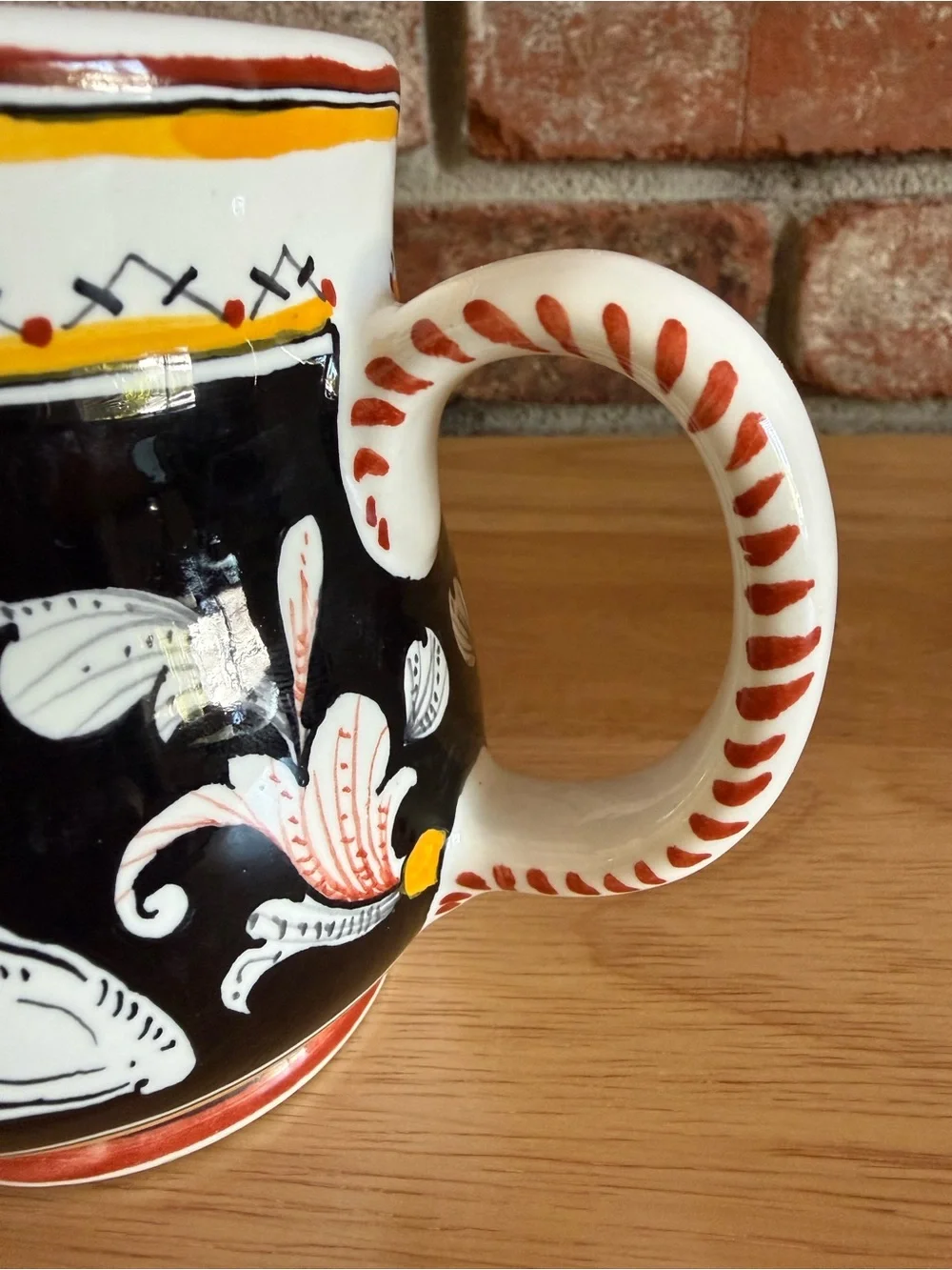 Sienna Italy Hand-Painted Ceramic Mug. Featuring white deer small chip